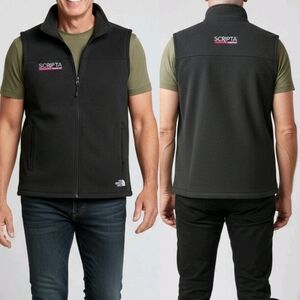 The North Face Vest Mens Large Black Knit Thermal Full Zip Outdoor Jacket Logo